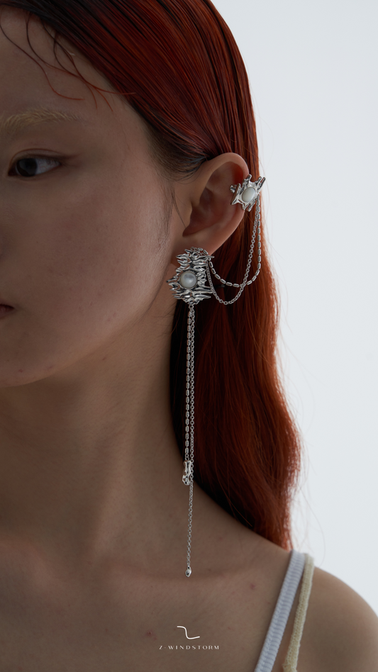 Long Baroque Pearl Ear Cuff