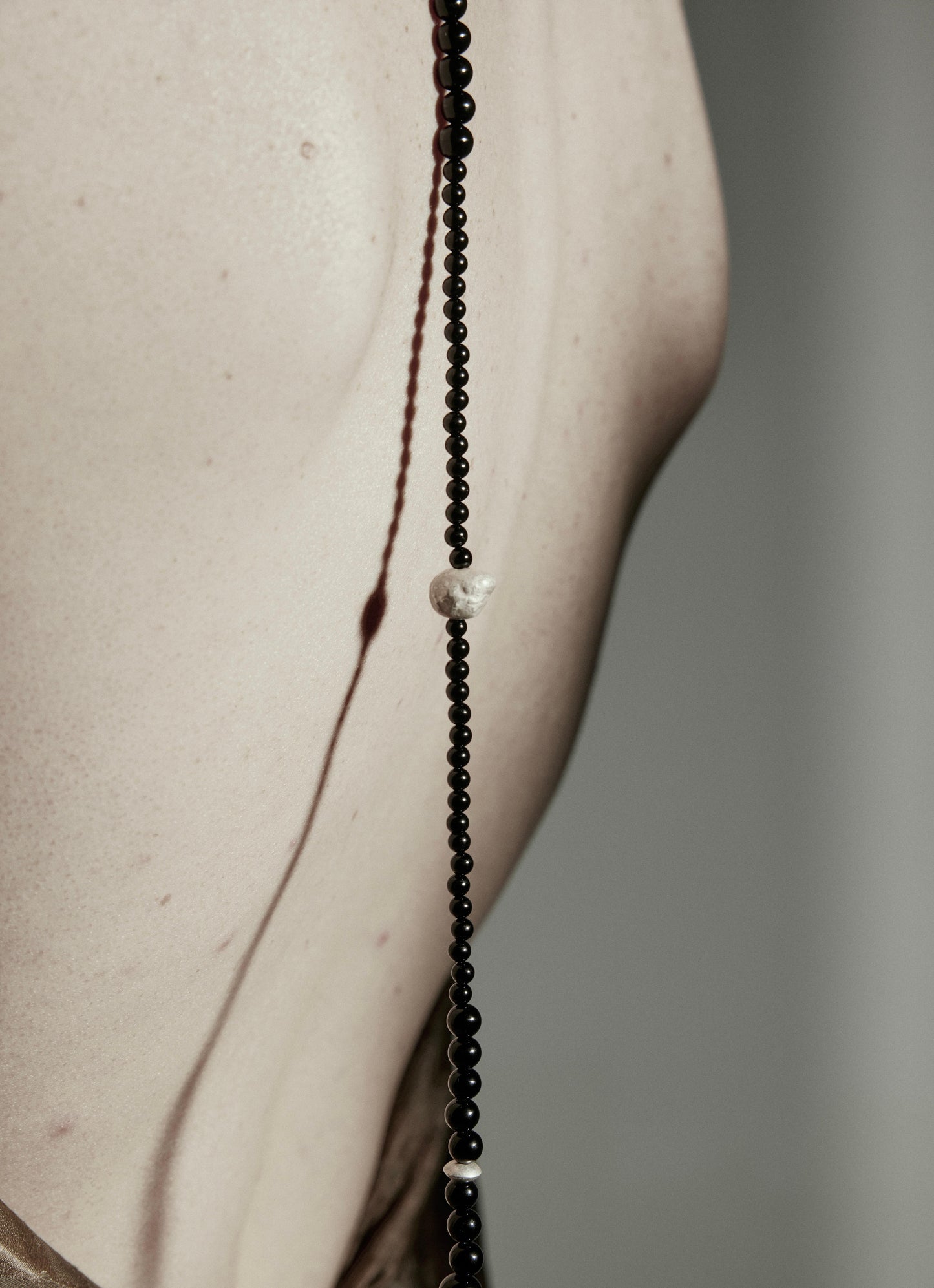 Versatile Long Black Agate Beaded Necklace