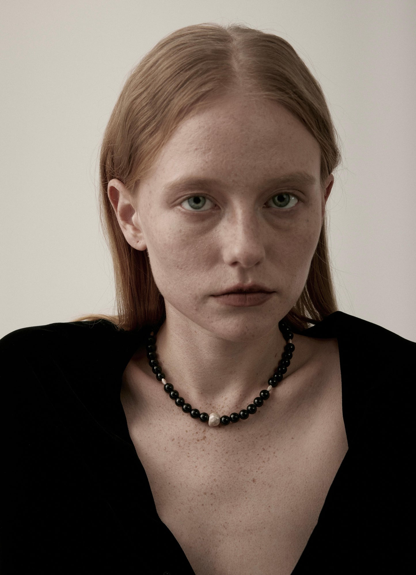 Short Black Onyx Beaded Necklace