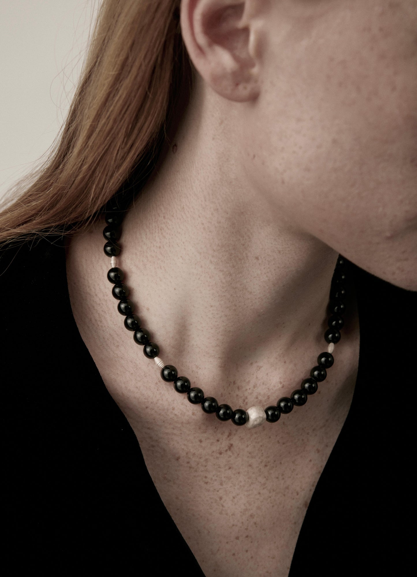 Short Black Onyx Beaded Necklace