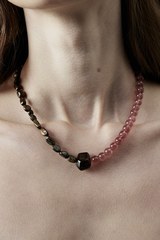 Strawberry Quartz Beaded Necklace