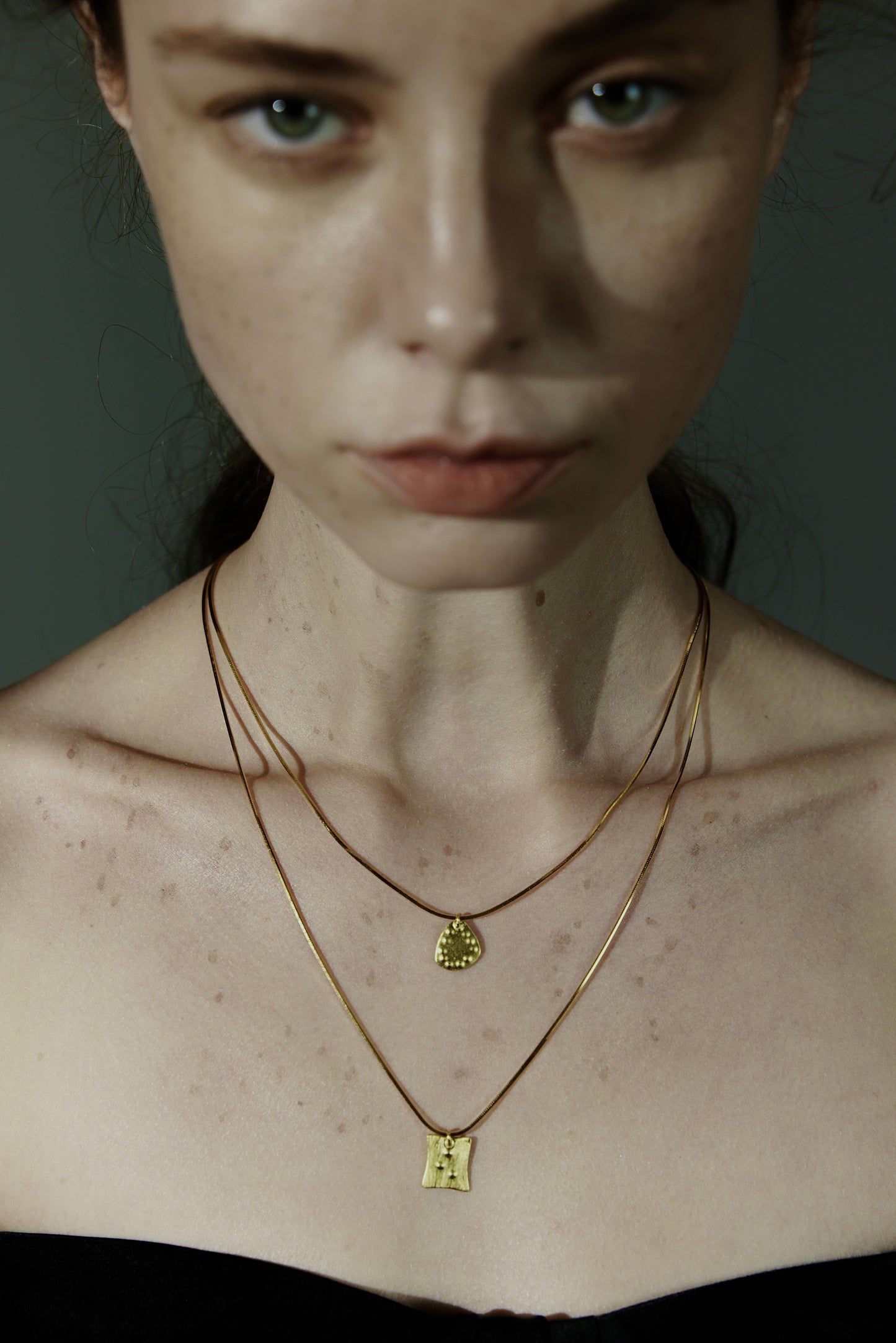Square Pendant Snake Chain Necklace