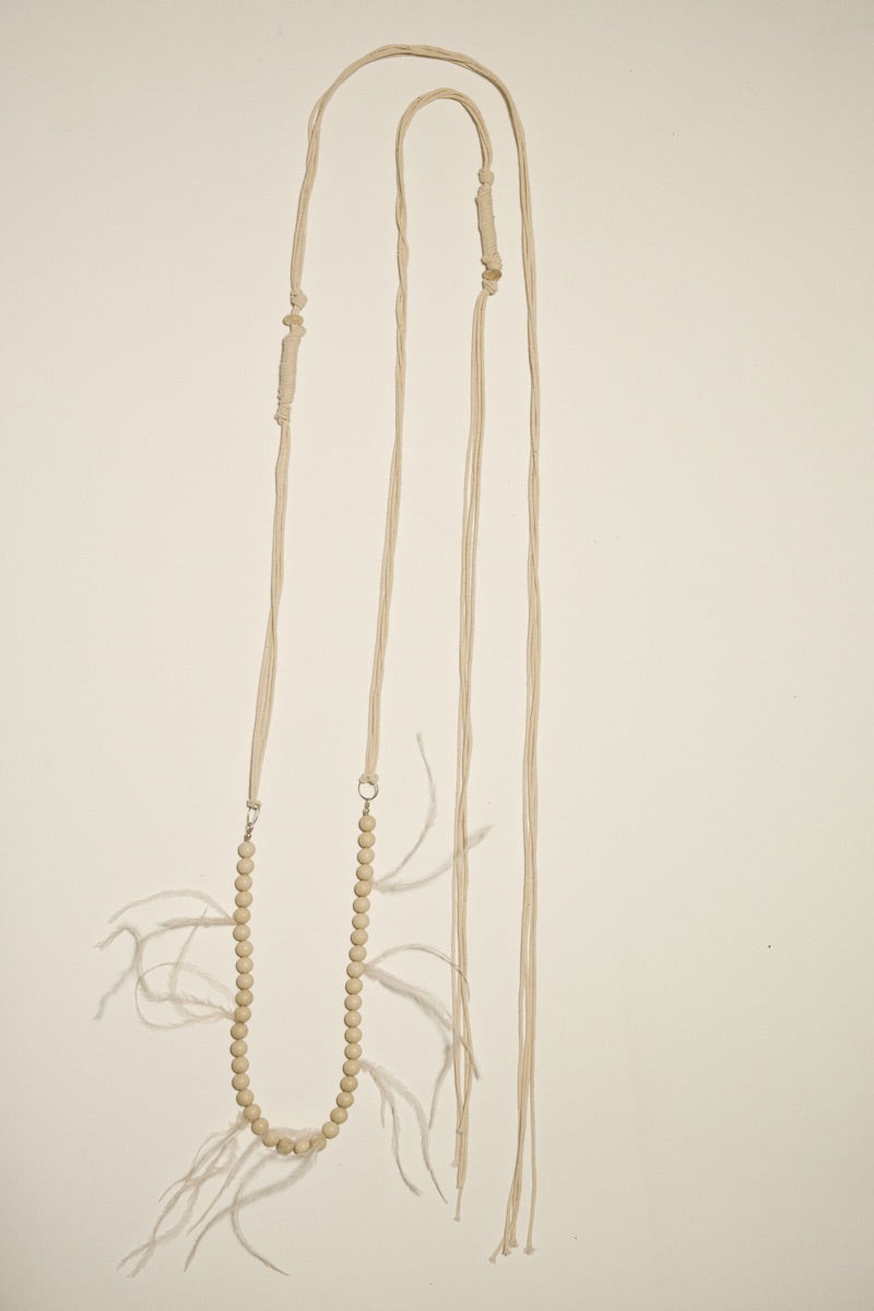 Ultra Long White Fossil Beaded Necklace