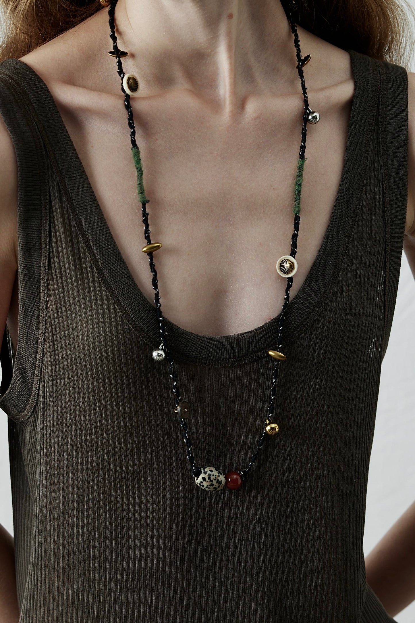 Long Woven Beaded Necklace