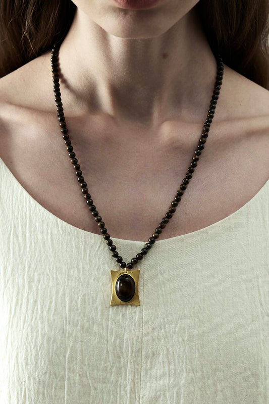 Agate Pendant Beaded Necklace