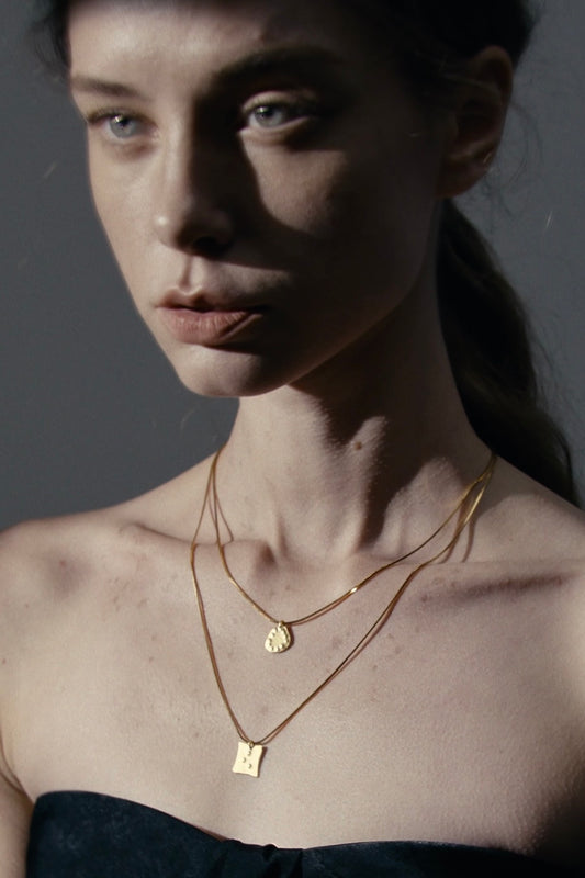 Square Pendant Snake Chain Necklace