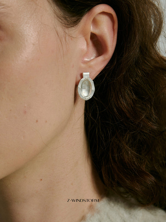 Oval Silver Stud Earrings