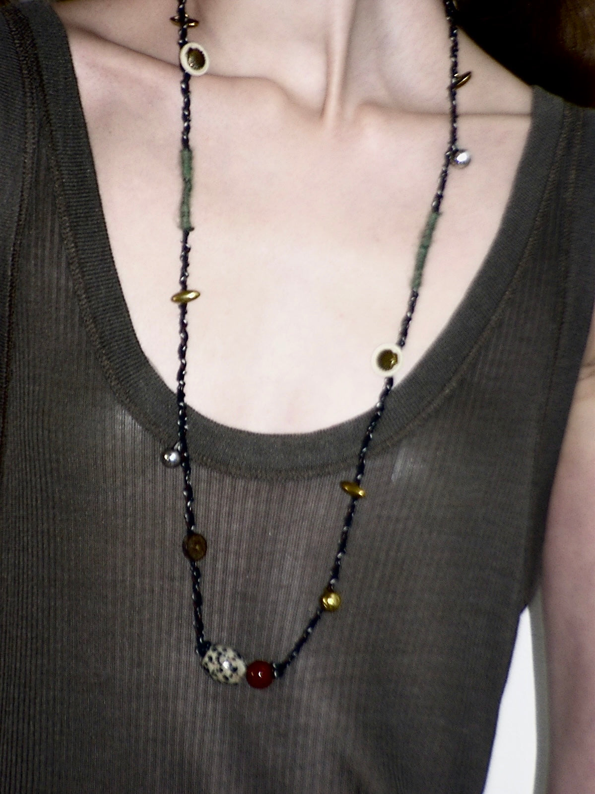 Long Woven Beaded Necklace