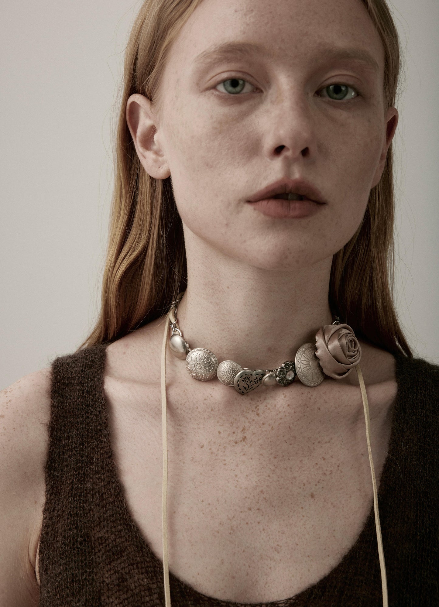 Vanilla Rose Mixed Metal Cord Necklace