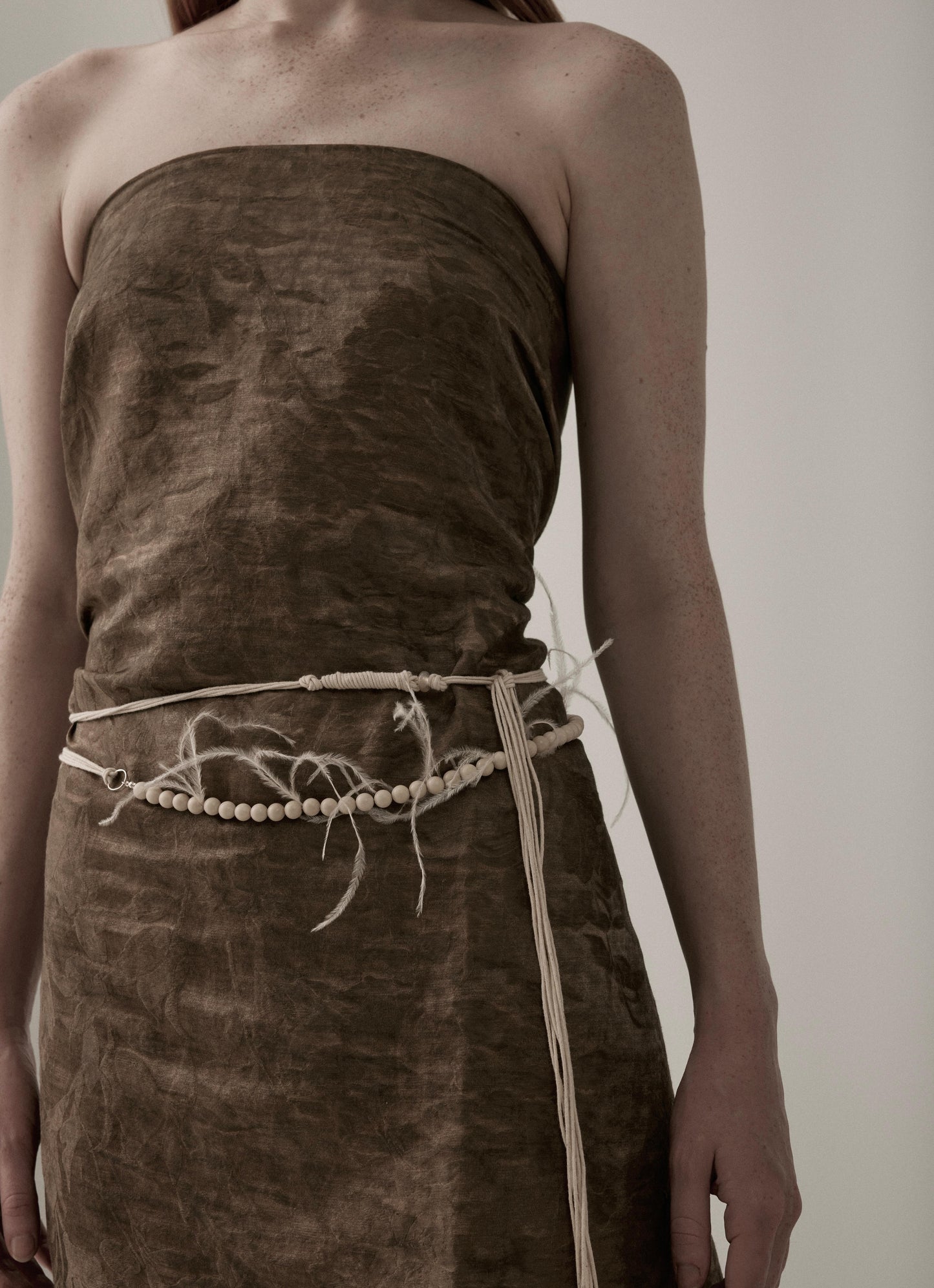Ultra Long White Fossil Beaded Necklace