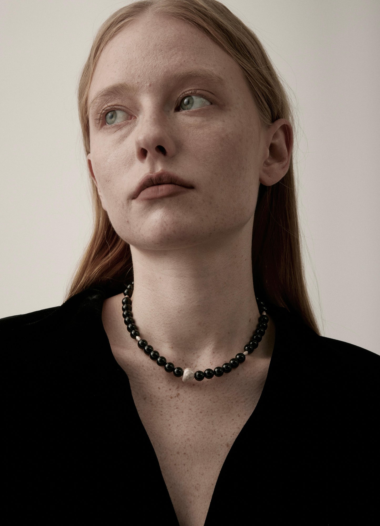 Short Black Onyx Beaded Necklace