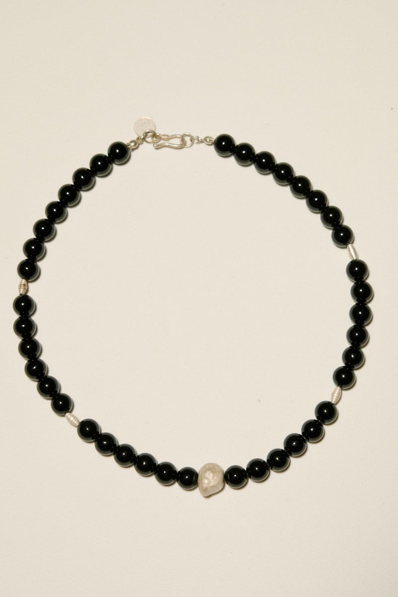 Short Black Onyx Beaded Necklace