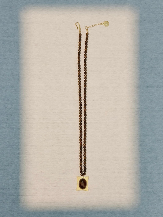 Agate Pendant Beaded Necklace