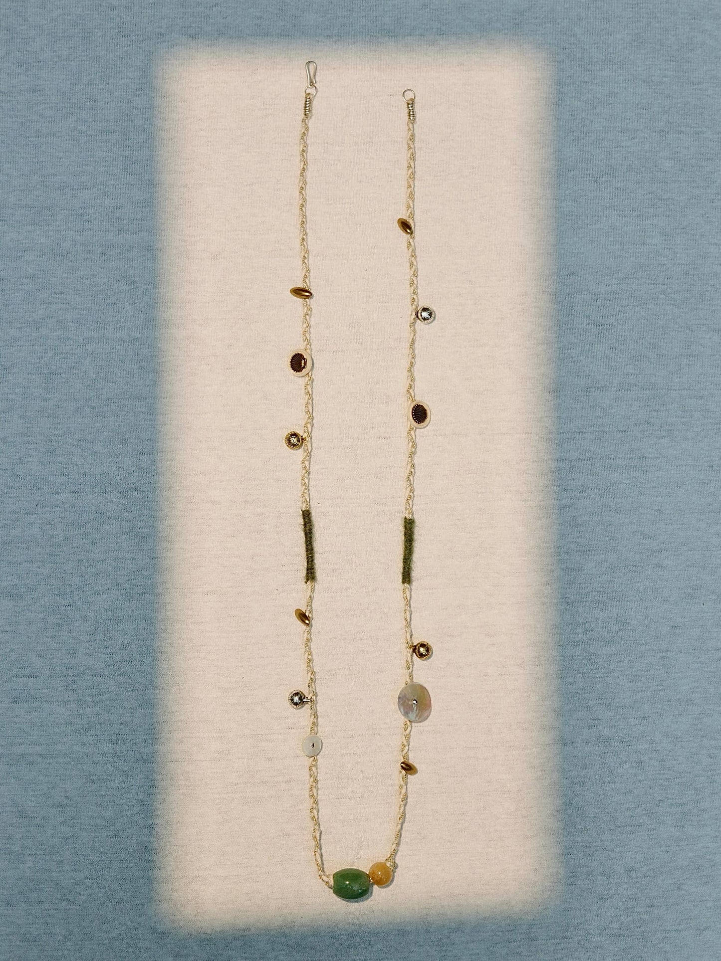 Long Woven Jade Beaded Necklace