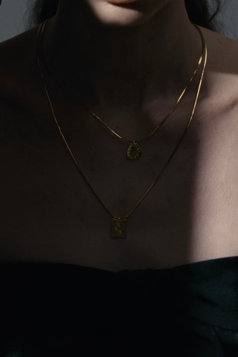 Square Pendant Snake Chain Necklace