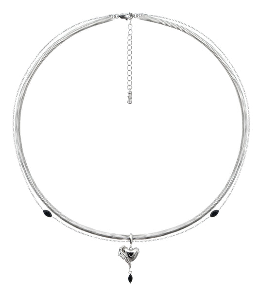 Puffy Heart Pendant Necklace Set